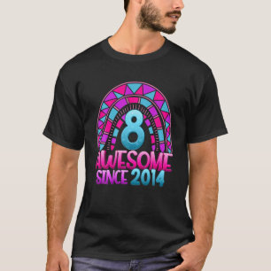 8Th Birthday Awesome Since 2014 Birthday Rainbow K T-Shirt