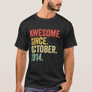 8th Birthday  Awesome Since October 2014 8 Years O T-Shirt