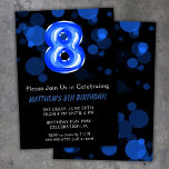 8th Birthday Balloons Kids Blue Boy Party Invitation<br><div class="desc">8th birthday balloons kids boy blue party 8th birthday party invitation for a 8 year old boy with modern script writing and fun blue foil balloons.</div>