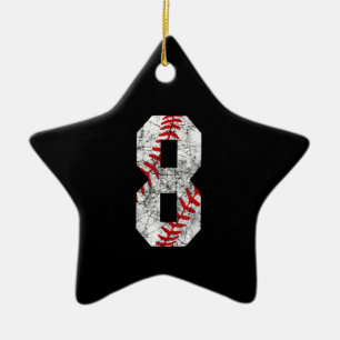 8th Birthday Baseball Big Number Eight 8 Year Old  Ceramic Tree Decoration