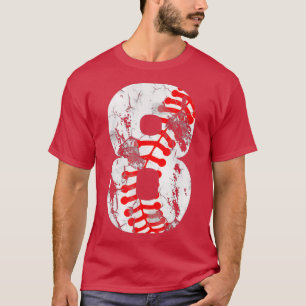 8th Birthday Baseball Big Number Eight 8 Year Old  T-Shirt