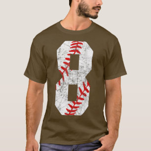 8th Birthday Baseball Big Number Eight 8 Year Old T-Shirt