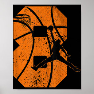 8th Birthday Basketball 7 Yr Bday Party 8yr Eight  Poster
