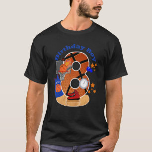 8th Birthday Basketball Big Number 8 Year Old Boy T-Shirt
