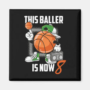8th Birthday Basketball Player Fun 8 Years Old Kid Magnet