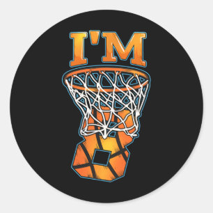 8th Birthday Basketball Player I'm 8 Boys Girls B- Classic Round Sticker