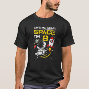 8th Birthday  Boy 8 Years Old Outer Space Astronau T-Shirt