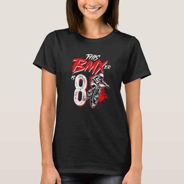 8th Birthday  Boy  BMX Birthday Party Decorations T-Shirt (Front)