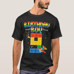 8Th Birthday Boy Building Brick 8 Years Old Blocks T-Shirt