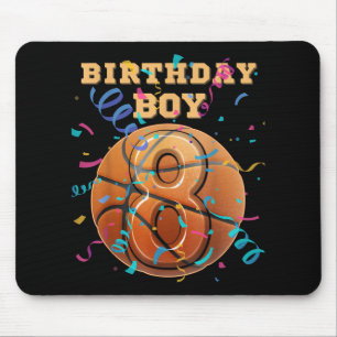 8th Birthday Boy Eight 8 Years Old Basketball Play Mouse Pad