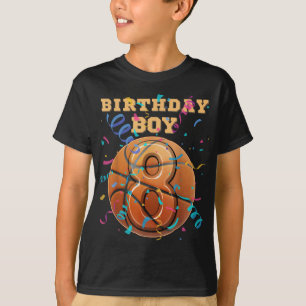 8th Birthday Boy Eight 8 Years Old Basketball Play T-Shirt