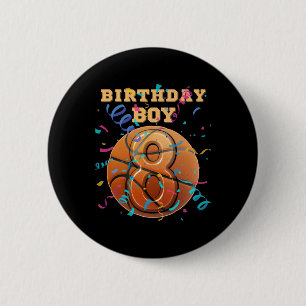 8th Birthday Boy Eight 8 Years Old Sketll Players 6 Cm Round Badge