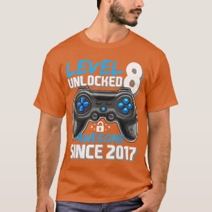 8th Birthday Boy Level 8 Gamer 8 Year Video Game P T-Shirt