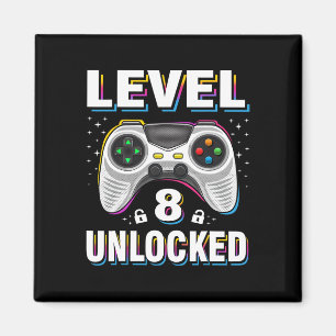 8th Birthday Boy Level 8 Unlocked Video Gamer 8 Ye Magnet
