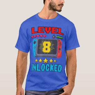 8th Birthday Boy Level 8 Unlocked Video Gamer Birt T-Shirt