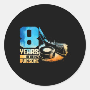 8th Birthday Boys Icehockey Player Ice Hockey 8 Classic Round Sticker
