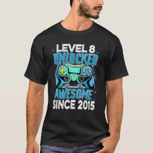 8th Birthday Boys Level 8 Unlocked Awesome 2015 G T-Shirt
