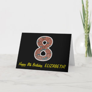 8th Birthday - Brick Wall Pattern "8" w/ Name Card