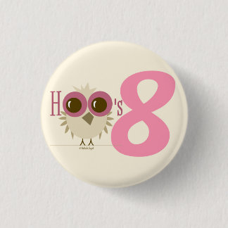 8th Birthday Button Owl Number 8 Birthday Favours