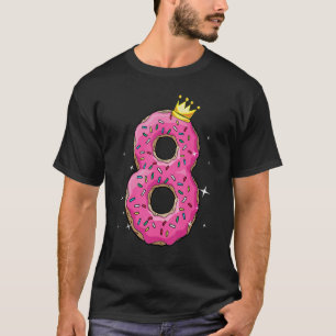 8th Birthday Cake Donut Boys Girls Turning 8 Years T-Shirt