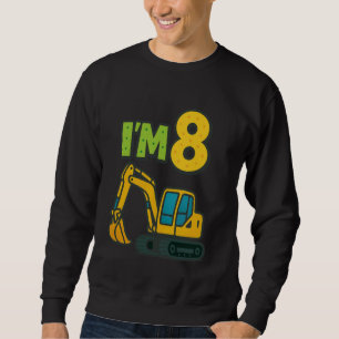 8th Birthday Cartoon Yellow Crawler Excavator 8 Ei Sweatshirt