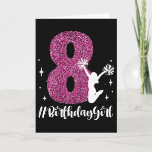 8th Birthday Cheerleader Girl 8 Years Old Cheerlea Card