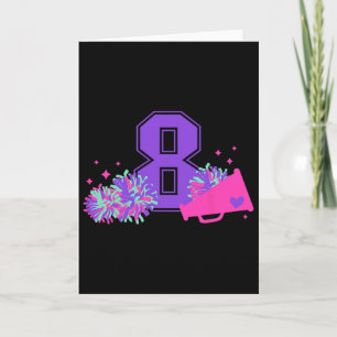 8th Birthday Cheerleading Girl Eight Year Old Chee Card