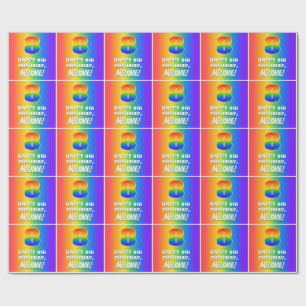 8th Birthday: Colourful, Fun Rainbow Pattern # 8 Wrapping Paper