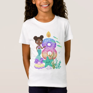 8th Birthday Colourful Mermaid & Sea Creatures T-Shirt