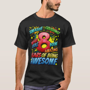 8th Birthday Comic Style Awesome Since 2015 8 Year T-Shirt