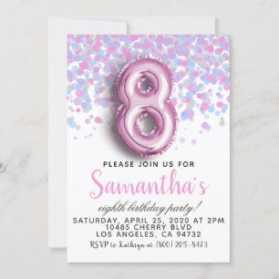 8th Birthday Confetti Invitation