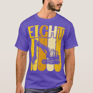 8th Birthday Construction Truck Boys Excavator T-Shirt