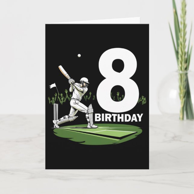 8th Birthday Cricket Lover Fun Design  Card (Front)