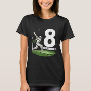 8th Birthday Cricket Lover Fun Design T-Shirt