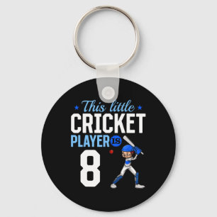 8th Birthday Cricket Player  Key Ring