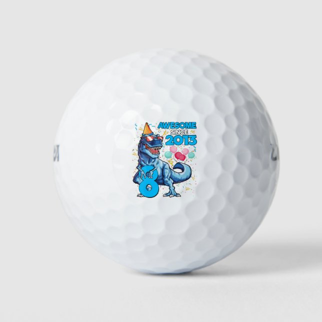 8th Birthday Dinosaur 8 Year Old Boy Kids Awesome Golf Balls (Front)