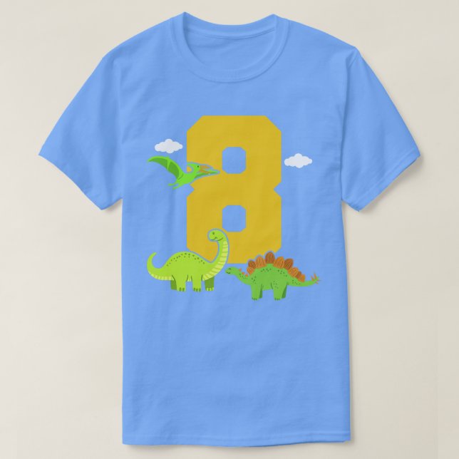 8th Birthday Dinosaur T-Shirt (Design Front)