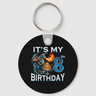 8th Birthday Dragon Party Dragon Lover 8 Years Old Key Ring