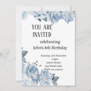 8th Birthday Floral Invitation