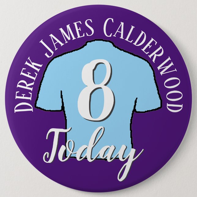 8th Birthday Football Badge to Personalise Button (Front)