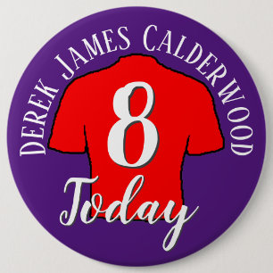 8th Birthday Football Badge to Personalise Button