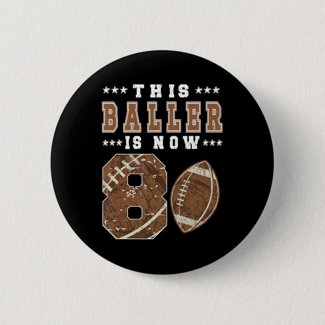 8th Birthday Football Boy Eight Year Old Football  6 Cm Round Badge (Front)