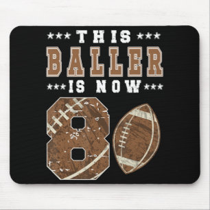 8th Birthday Football Boy Eight Year Old Football Mouse Pad