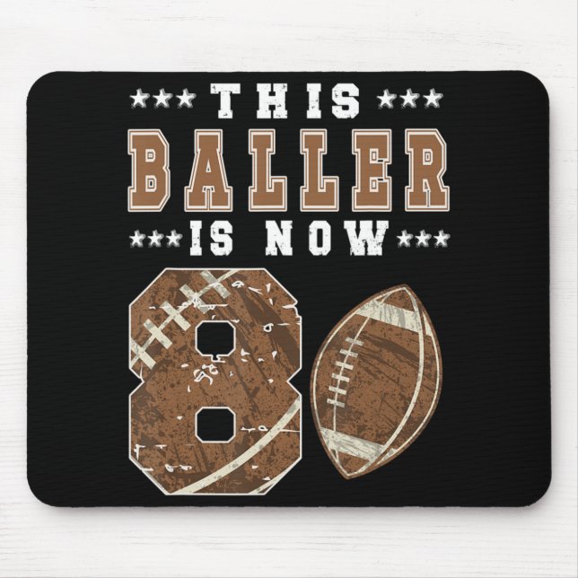 8th Birthday Football Boy Eight Year Old Football  Mouse Pad (Front)