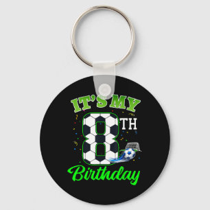 8th Birthday Football Boy Girl Kids Soccer Sports Key Ring