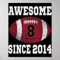 8th Birthday Football Player 8 Years Old Vintage R