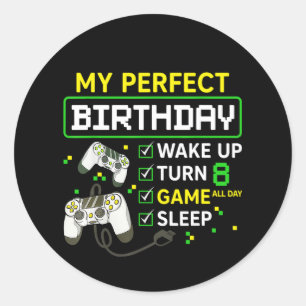 8th Birthday Gaming Boy Birthday gift for gamer Classic Round Sticker