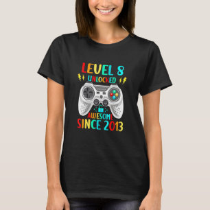 8th Birthday Gaming Tee Level 8 Unlocked Awesome S