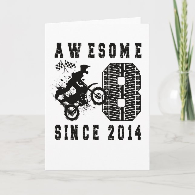 8th Birthday Gift Dirt Bike Boy Born in 2014 Card (Front)