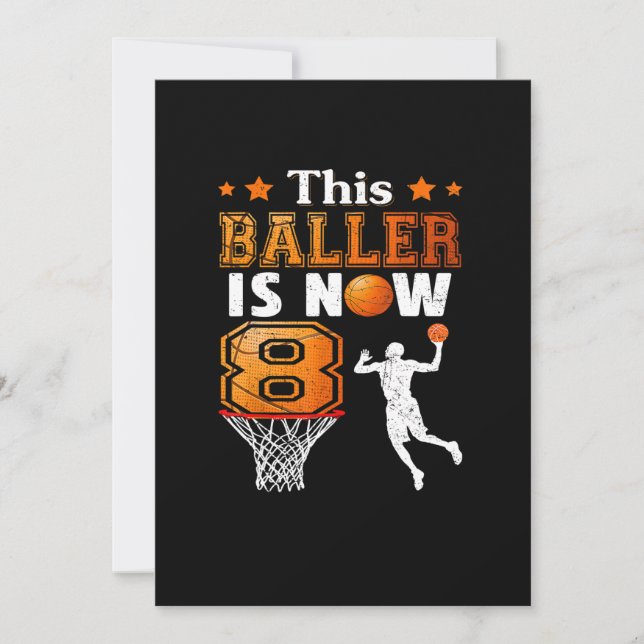 8th birthday Gift This Baller Is Now 8  Invitation (Front)
